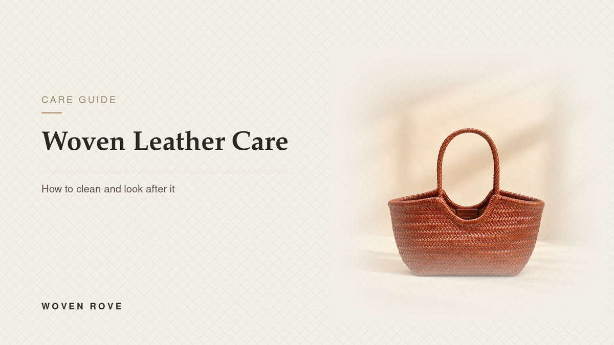 Woven leather care guide — herringbone woven cowhide basket | Woven Rove