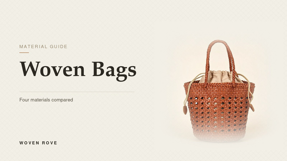 Woven bag materials compared — open-weave cowhide bucket bag | Woven Rove