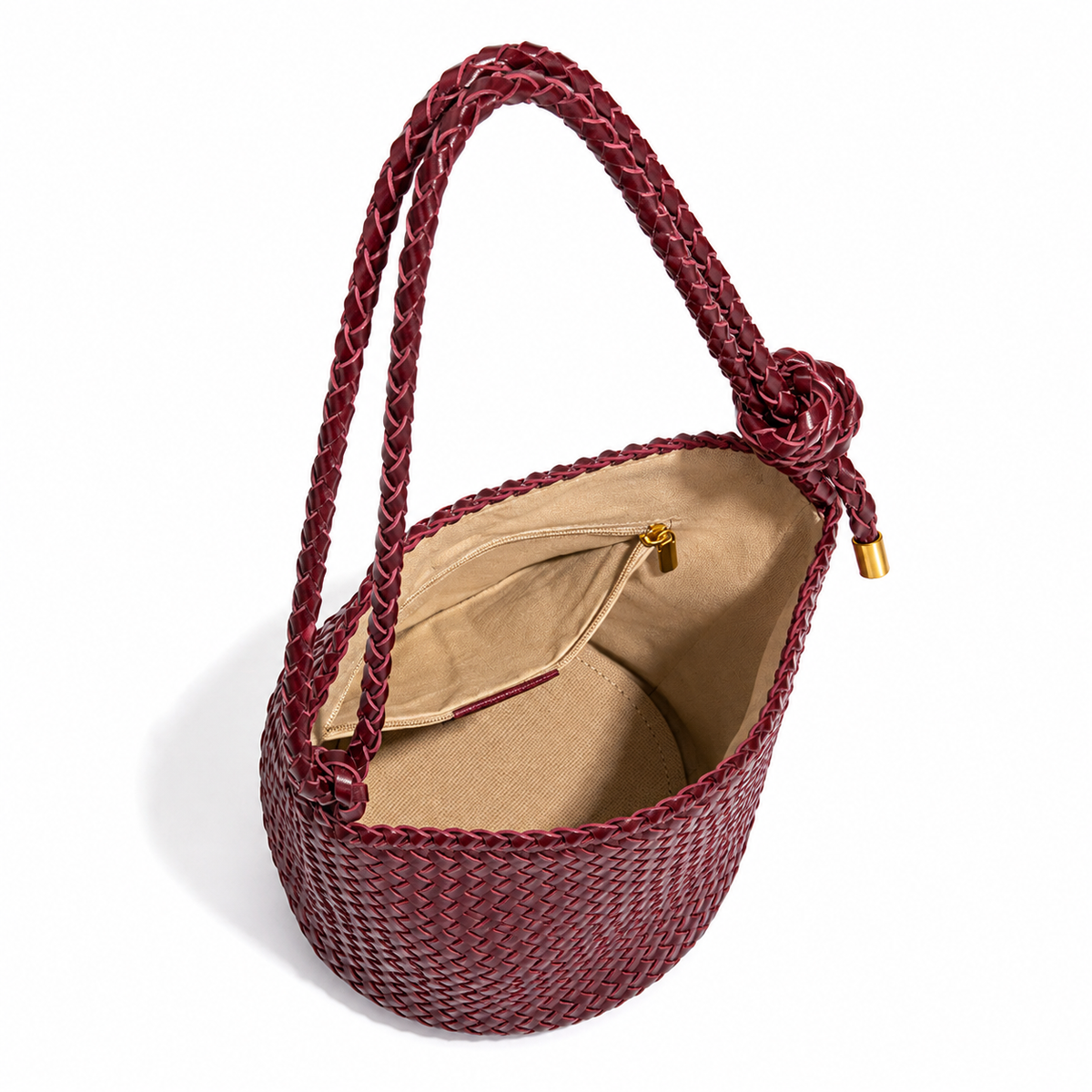Rope-Handle Woven PU Bucket Bag — alternate view 3