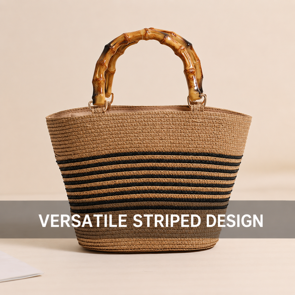 Harbour Bamboo-Effect Handle Woven Paper Tote — alternate view
