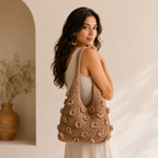 Floral cotton crochet shoulder bag — alternate view 2