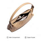 Lune Woven PU Shoulder Bag — close-up of woven vegan leather texture