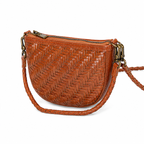 Mini Crescent Woven Cowhide Bag — interior view