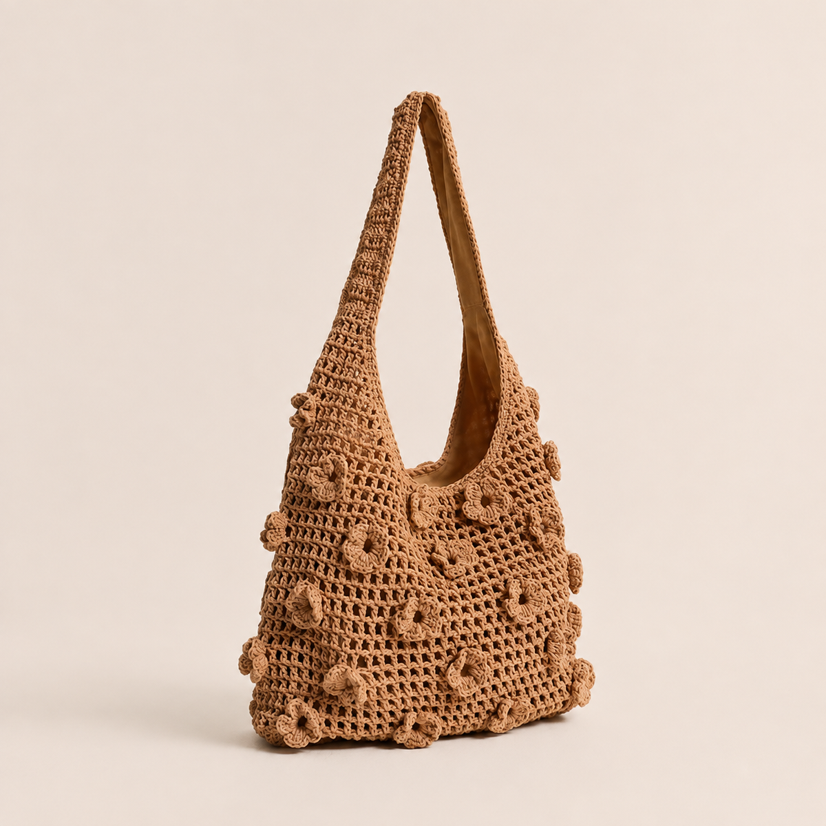 Floral cotton crochet shoulder bag — alternate view 3