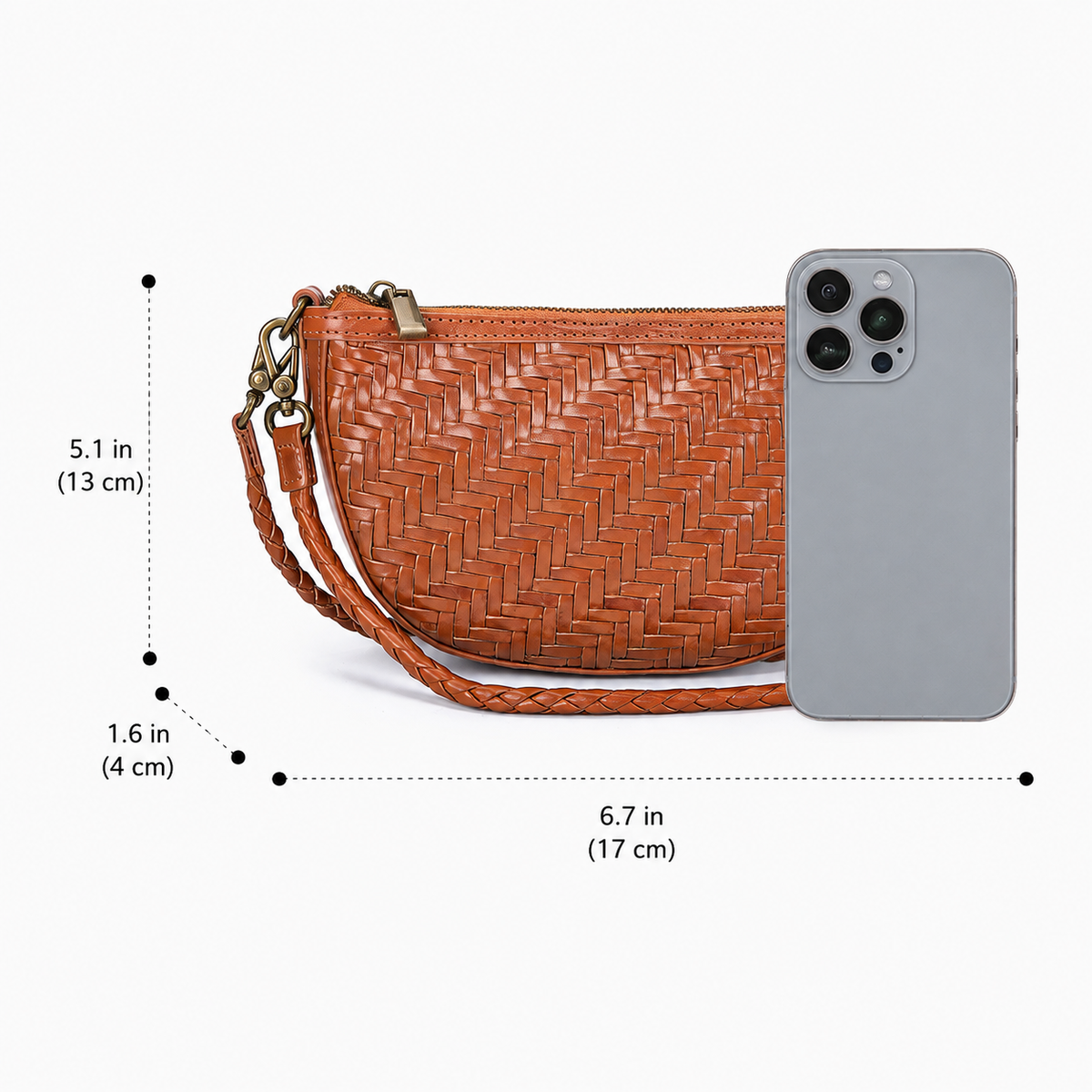 Mini Crescent Woven Cowhide Bag — alternate view
