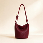 Bordeaux woven bucket bag with rope handle — vegan leather | Woven Rove