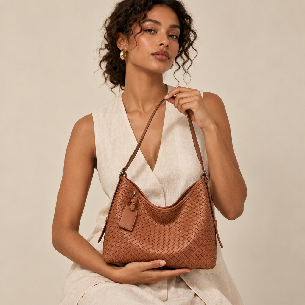 Daily Woven-Texture PU Tote — alternate view
