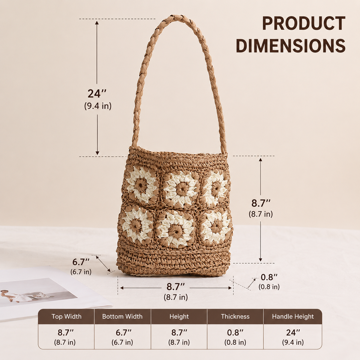 Sunflower Woven Paper Shoulder Bag — alternate view