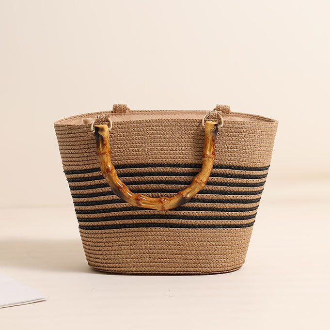 Harbour Bamboo-Effect Handle Woven Paper Tote — detail 13