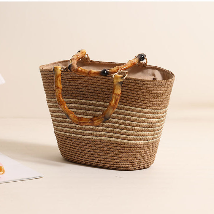 Harbour Bamboo-Effect Handle Woven Paper Tote — detail 09