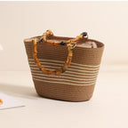 Harbour Bamboo-Effect Handle Woven Paper Tote — detail 09