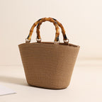 Harbour Bamboo-Effect Handle Woven Paper Tote — detail 11