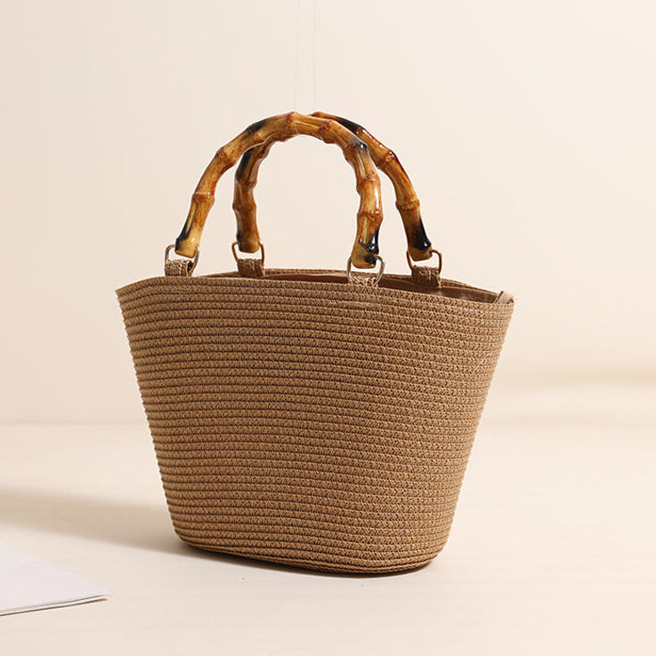 Harbour Bamboo-Effect Handle Woven Paper Tote — detail 11