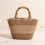 Harbour Bamboo-Effect Handle Woven Paper Tote — detail 07