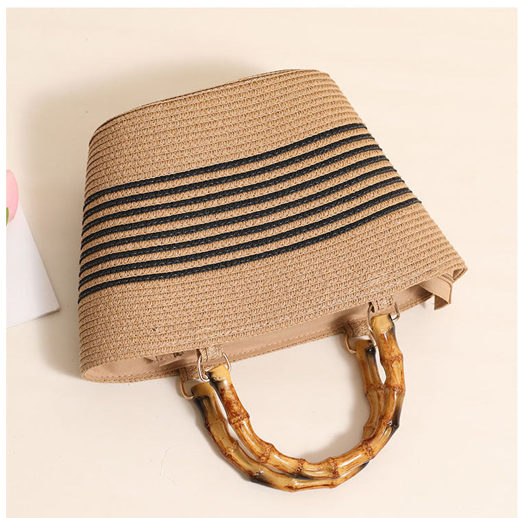 Harbour Bamboo-Effect Handle Woven Paper Tote — detail 14