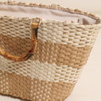 Bamboo-Effect Handle Woven Paper Basket — interior view