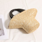 Brim Sculptural Straw Handbag — handle detail