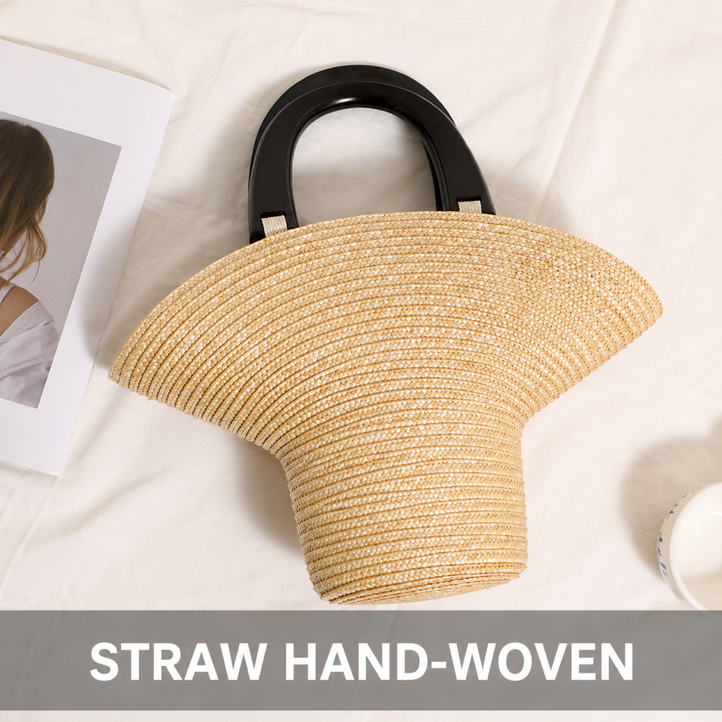 Brim Sculptural Straw Handbag — bottom detail