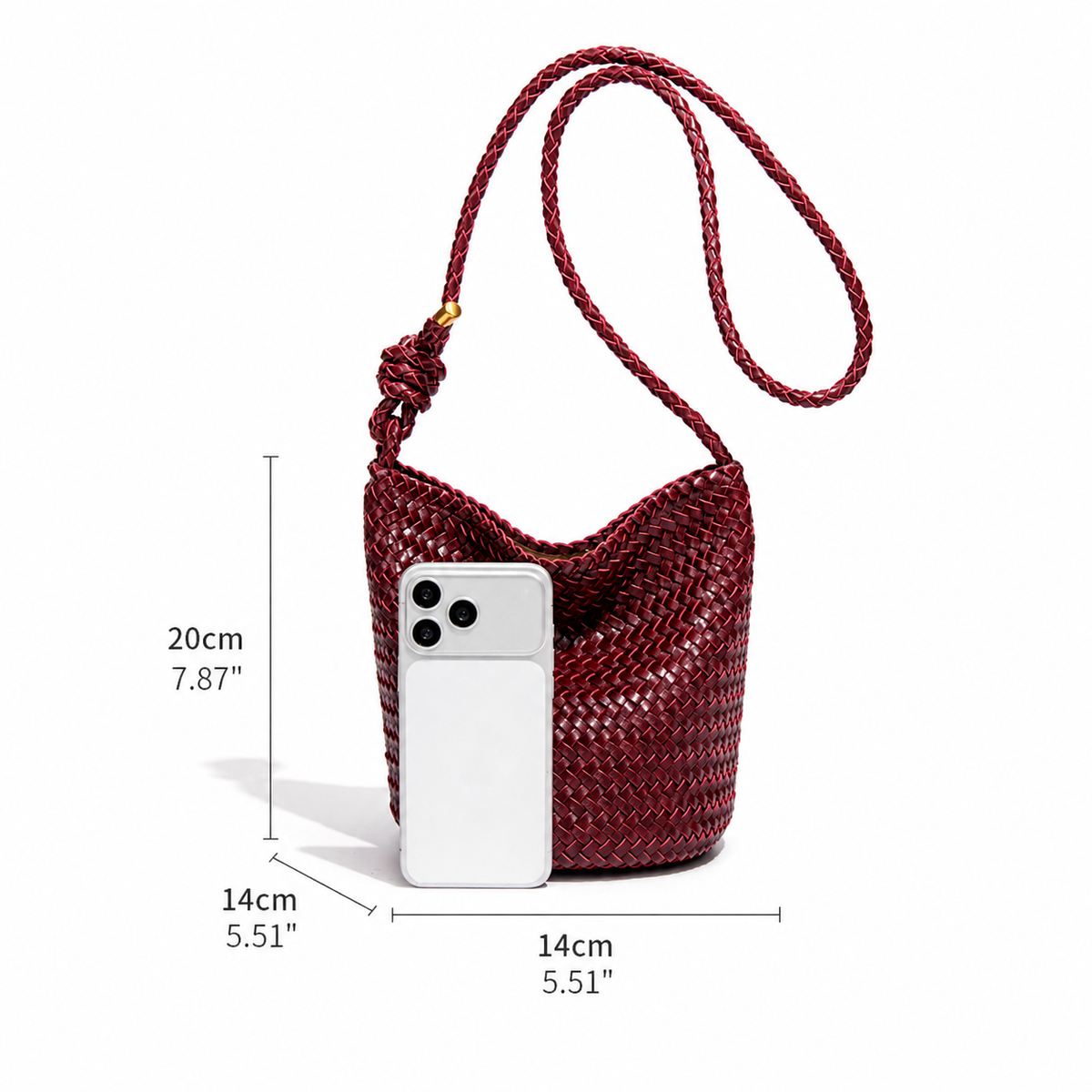 Rope-Handle Woven PU Bucket Bag — alternate view