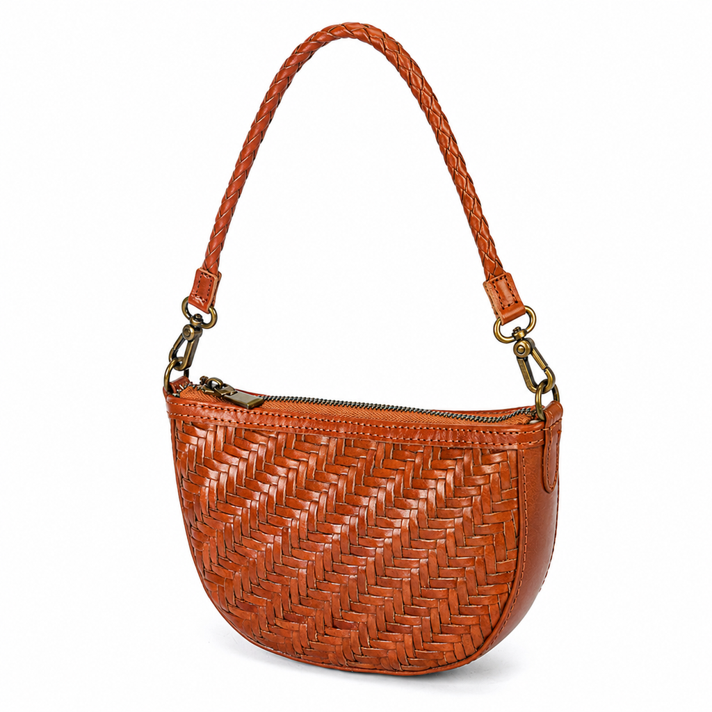 Mini Crescent Woven Cowhide Bag — alternate view 3