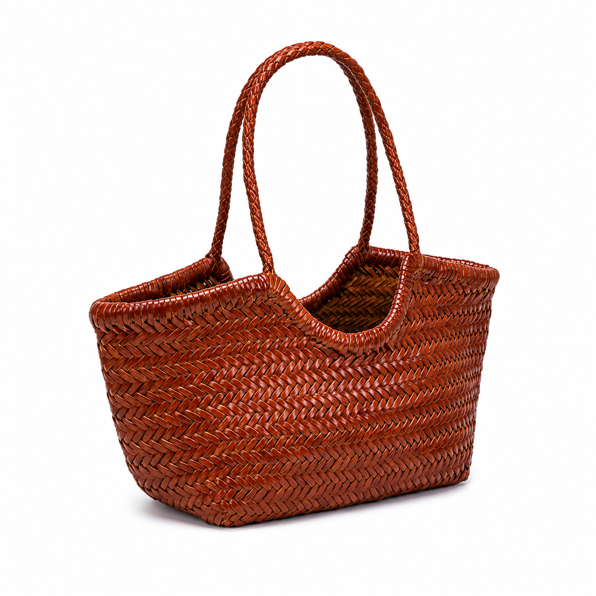 Herringbone Woven Cowhide Basket — alternate view 4