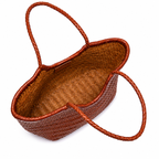Herringbone Woven Cowhide Basket — interior view