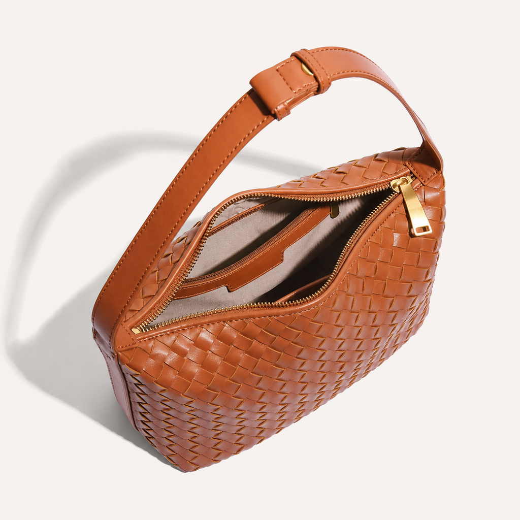 Curve Woven PU Hobo Bag — close-up of curved hobo silhouette
