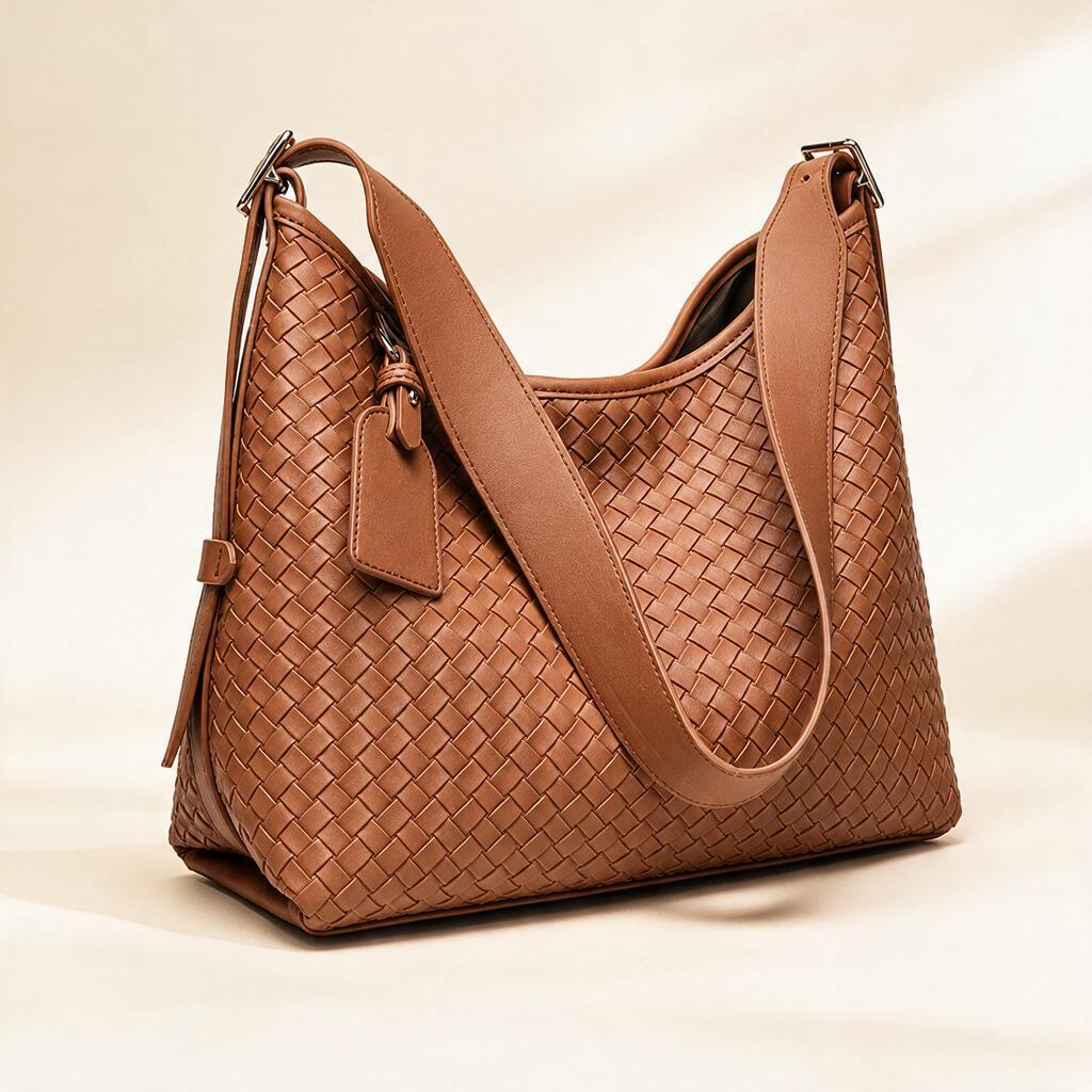 Woven texture tote bag for everyday — structured vegan leather tote | Woven Rove