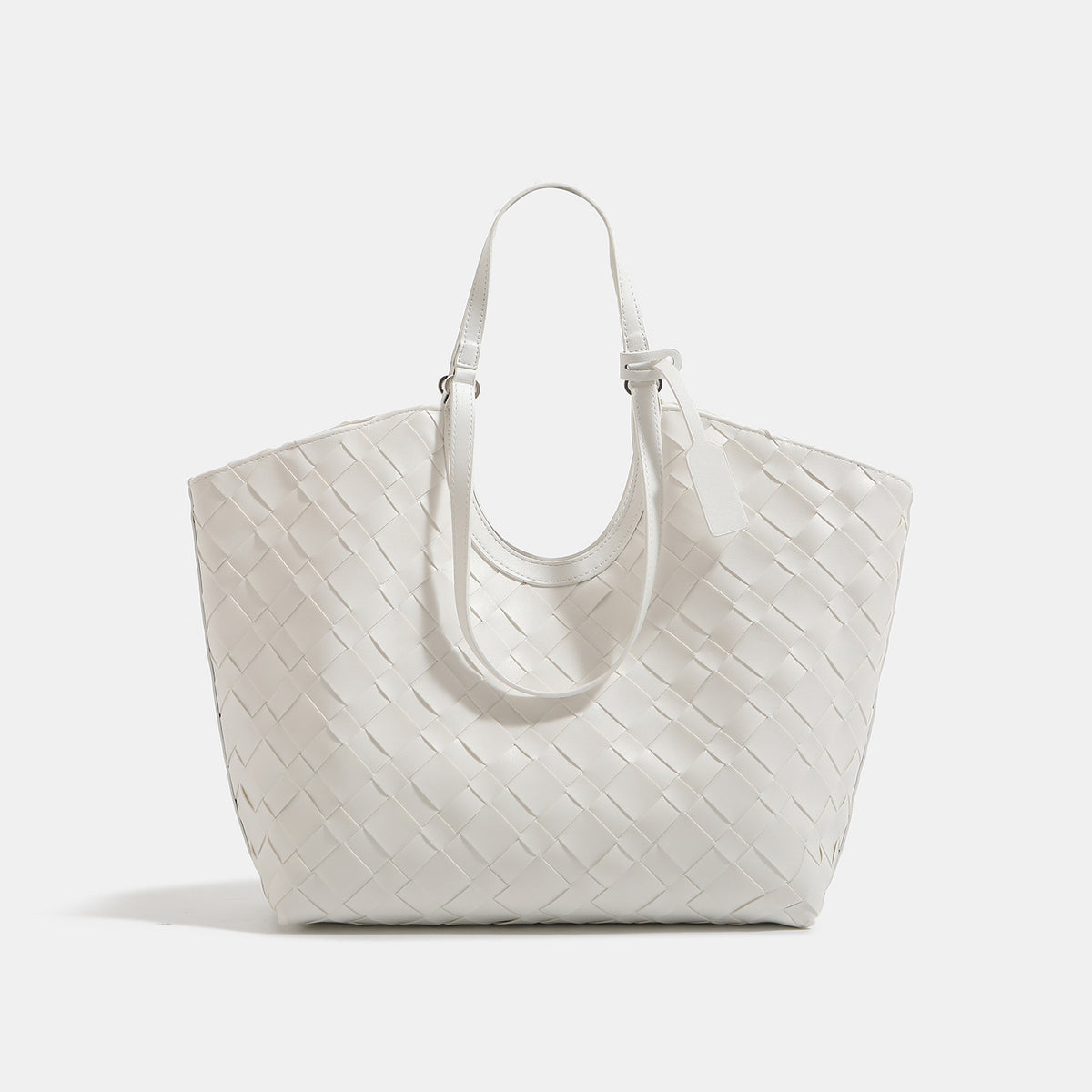 White woven vegan leather (PU) large carryall tote bag — Everyday product view | Woven Rove
