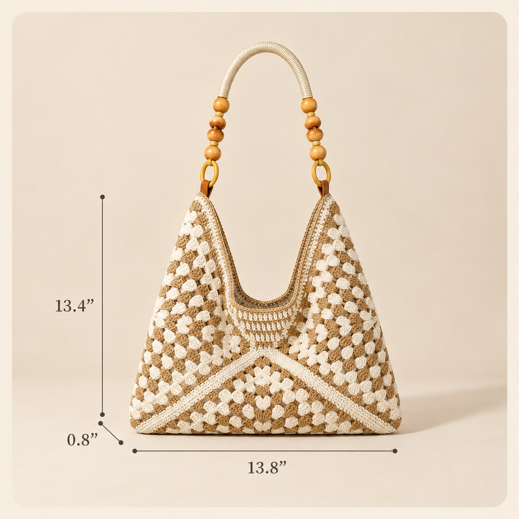 Large straw woven tote bag — interior view