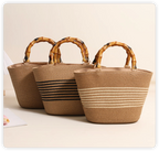 Harbour Bamboo-Effect Handle Woven Paper Tote — back view