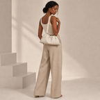 Woven Genuine Leather Cloud Bag for Women — Pleated Top-Grain Shoulder Handbag
