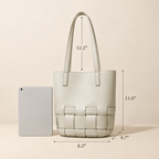 Woven Genuine Leather Shoulder Tote Bag — alternate view 2