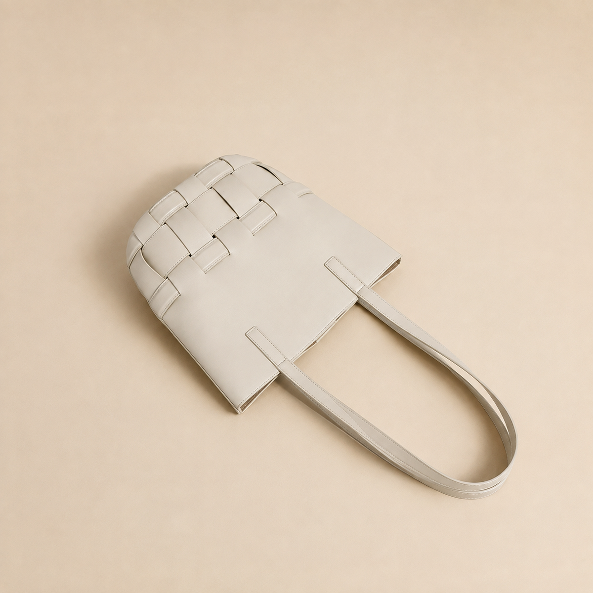 Woven Genuine Leather Shoulder Tote Bag — alternate view 3