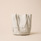 Woven Genuine Leather Shoulder Tote Bag — alternate view 4