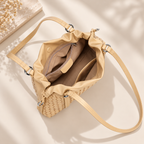 Woven Genuine Leather Cloud Bag for Women — Pleated Top-Grain Shoulder Handbag