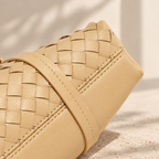 Woven Genuine Leather Cloud Bag for Women — Pleated Top-Grain Shoulder Handbag