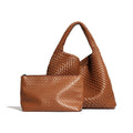 Nest Woven PU Tote with Pouch — Brown