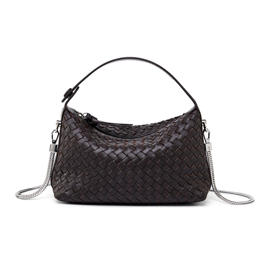 Pillow Woven Sheepskin Shoulder Bag — Coffee