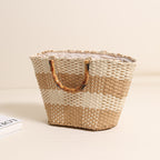 Bamboo-Effect Handle Woven Paper Basket — product overview