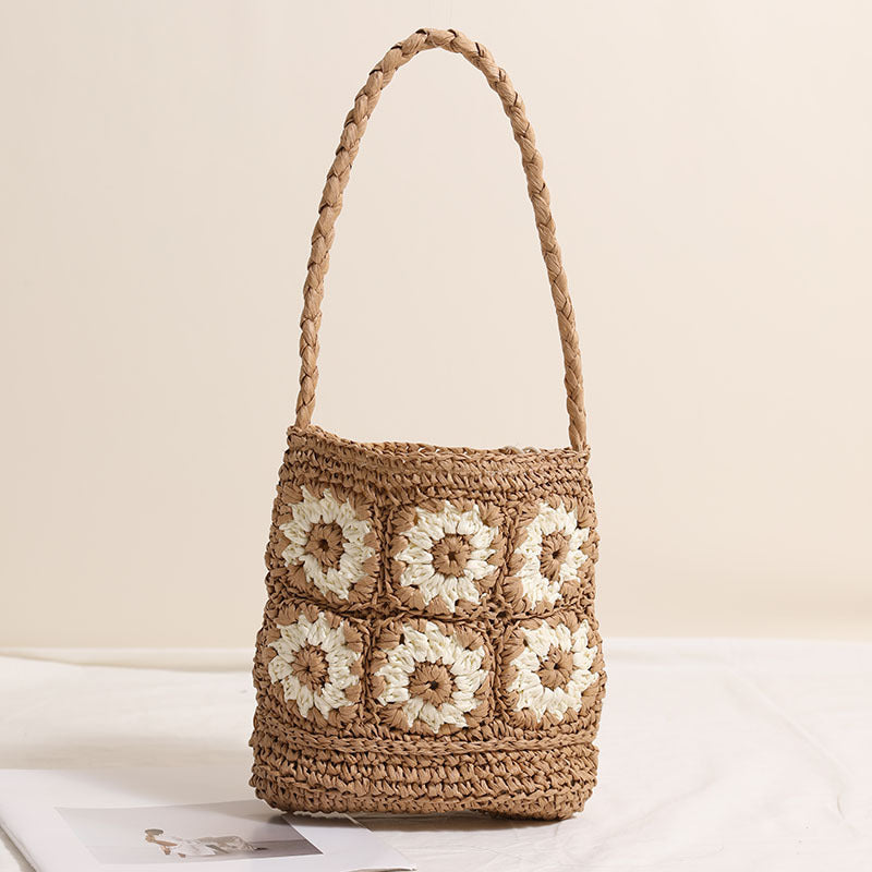 Sunflower Woven Paper Shoulder Bag — product overview