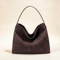 Fold Woven PU Shoulder Bag — Chocolate