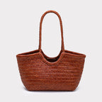 Herringbone Woven Cowhide Basket — product overview