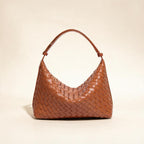Curve Woven PU Hobo Bag — Brown