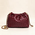 Cloud Woven PU Chain Bag — Burgundy
