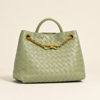 Woven Cowhide Tote Bag for Women — Braided Leather Shoulder Bag with Chain Accent — main product image | Woven Rove